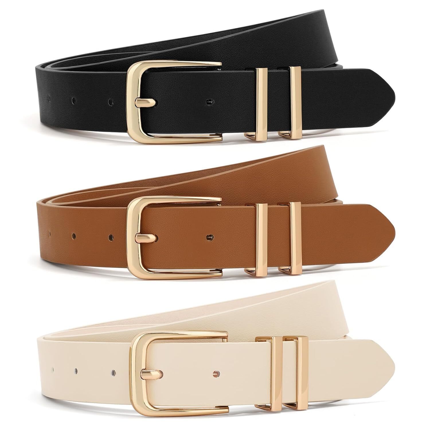 3 Pack Women Belts For Jeans Dresses Pants Ladies Leather Waist Belt